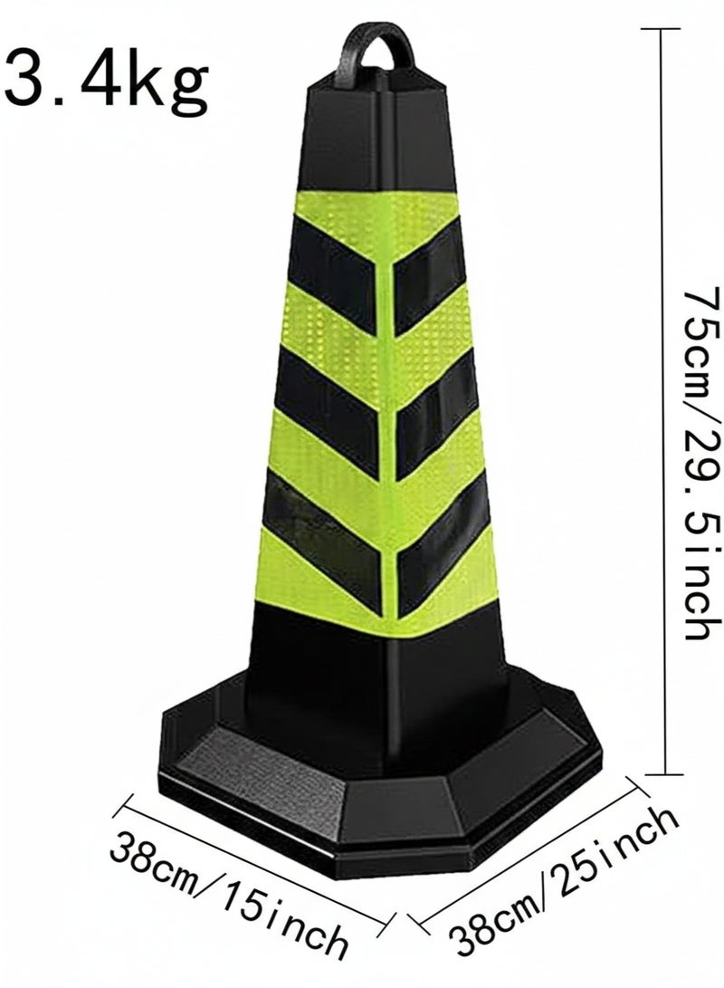 2 قطعه من مخاريط مرور وأمان للطرق ومواقف السيارات بوزن ثقيل مع شريط عاكس ومقبض حمل – مخاريط تحكم مروري متينة للاستخدام الخارجي - Image 2